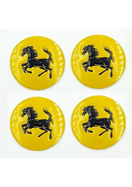 Ferrari Sarı Jant Göbeği Göbek Arması Sticker 4'lü Set 60 mm