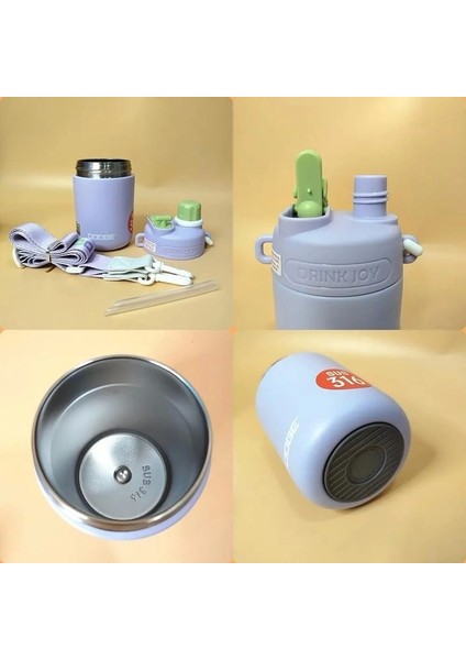 DB-23694 Mug Drink Joy Vidalı Kapak Pipetli Çelik Termos Matara 580 ml