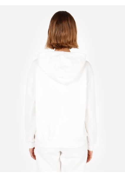 Normal Kesim Kapüşonlu Cepli Beyaz Kadın Sweatshirt CL1070188 CL1070188_Q1.V2_WHT