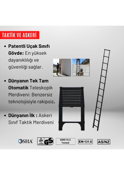 3.8m Taktik Amaçlı Tam Otomatik Teleskopik Merdiven - AS1600ET Tactıcal