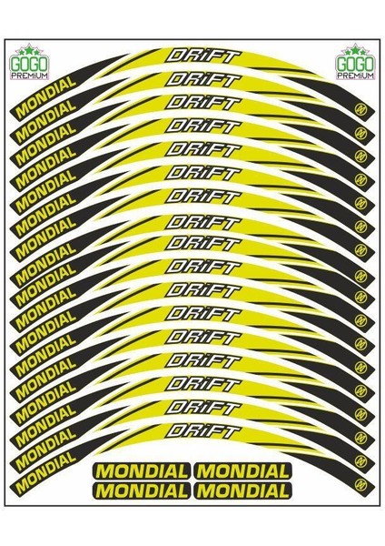 Mondial Drift L Flo Sarı 1 Set Jant Şeridi