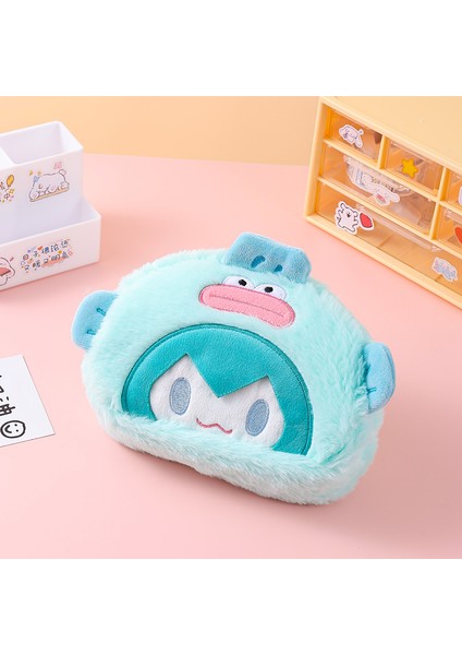 Peluş Kalem Çantası Büyük Kapasiteli Karikatür Kırtasiye Malzemesi Saklama Çantası Öğrenci Yaratıcı Sevimli Kırtasiye Kutusu Miku (Yurt Dışından)