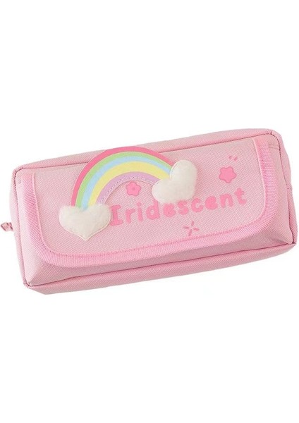 Yeni Büyük Kapasiteli Oxford Kumaş Flip-Top Kalem Çantası Sevimli Gökkuşağı Ilkokul Öğrencisi Kalem Kutusu Çift Katmanlı Kalınlaşmış Kırtasiye Malzemesi (Yurt Dışından)