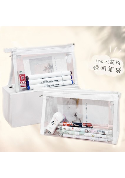 Pvc Su Geçirmez Kalem Çantası Büyük Kapasiteli Basit Macaron Rengi Ilkokul Öğrencisi Saklama Çantası Şeffaf Ins Yüksek Değerli Saklama Çantası (Yurt Dışından) modelleri