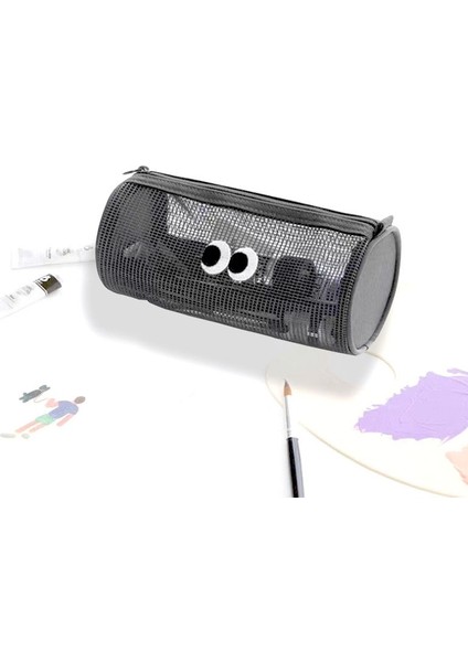 Büyük Gözler, Sevimli Kişilik, Yaratıcı Örgü Şeffaf Kalem Çantası, Komik Büyük Kapasiteli Öğrenci Kırtasiye Saklama Çantası (Yurt Dışından)