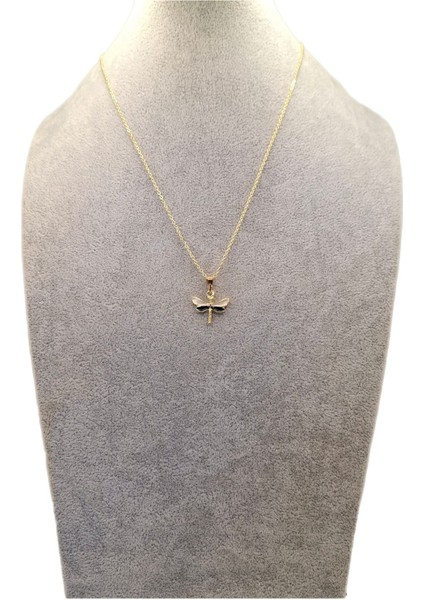 Altın Renk Siyah Beyaz Yusufçuk Kolye