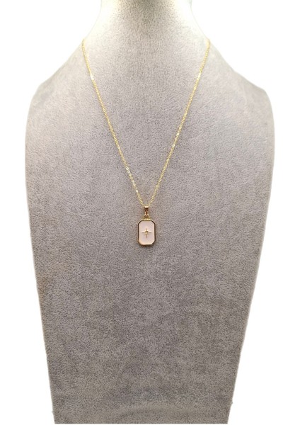 Altın Renk Beyaz Kutup Yıldızı Kolye