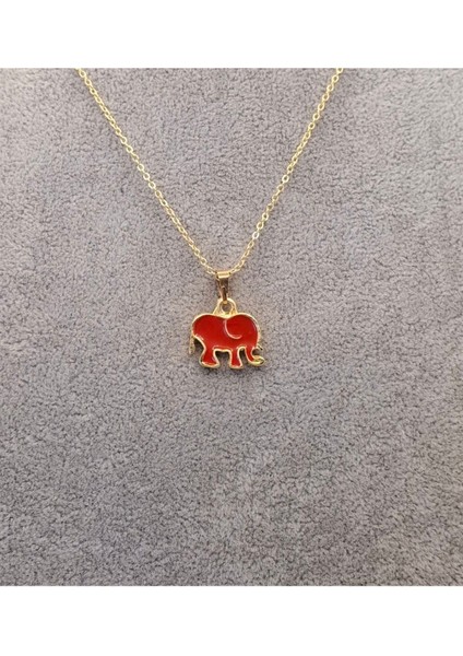 Altın Renk Kırmızı Fil Kolye fiyatları