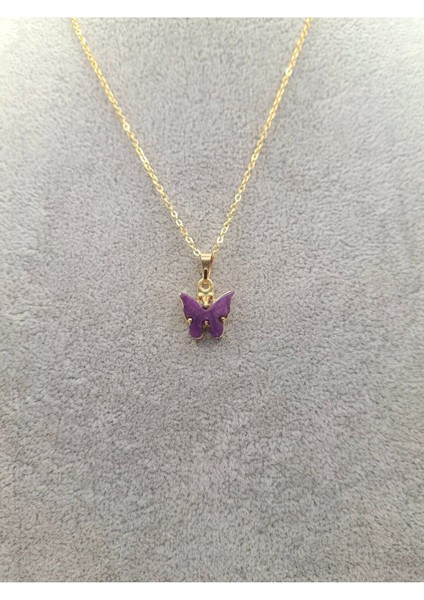 Altın Renk Mor Kelebek Kolye fiyatları