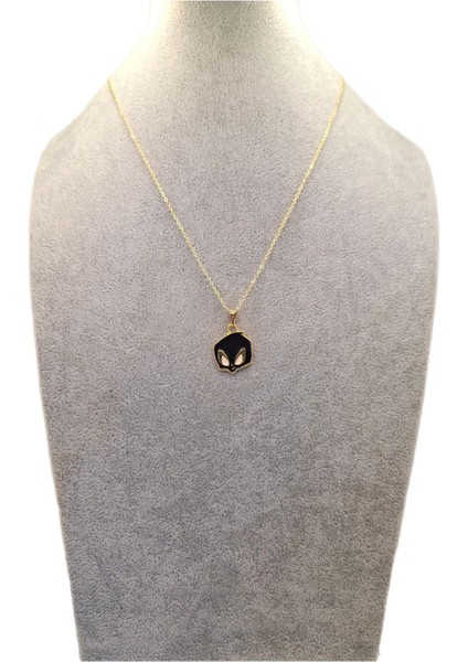 Altın Renk Siyah Uzaylı Kolye