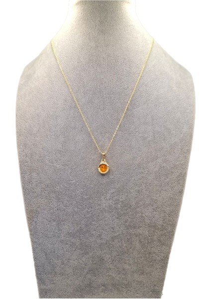 Altın Ren Turuncu Incili Deniz Kabuğu Kolye