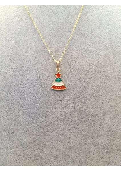 Altın Renk 3 Renkli Yılbaşı Ağacı Kolye fiyatları