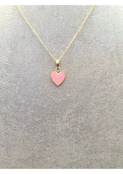 Altın Renk Pembe Kalp Kolye fiyatları