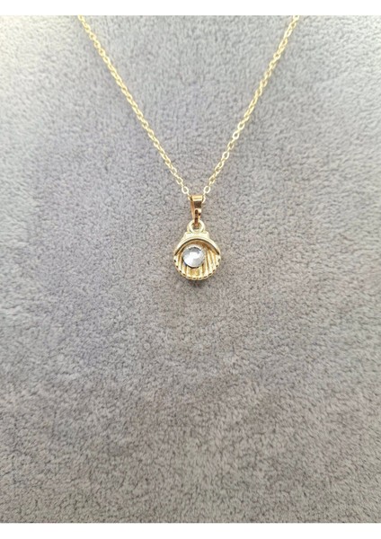 Altın Renk Tek Taşlı Deniz Kabuğu Kolye fiyatları