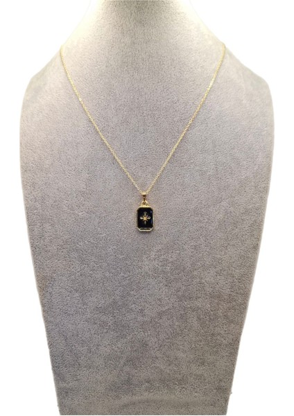 Altın Renk Siyah Kutup Yıldızı Kolye