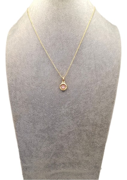 Altın Renk Pembe Incili Deniz Kabuğu Kolye