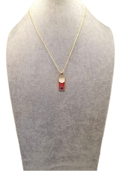 Altın Renk Kırmızı Tarot Kartı Kolye