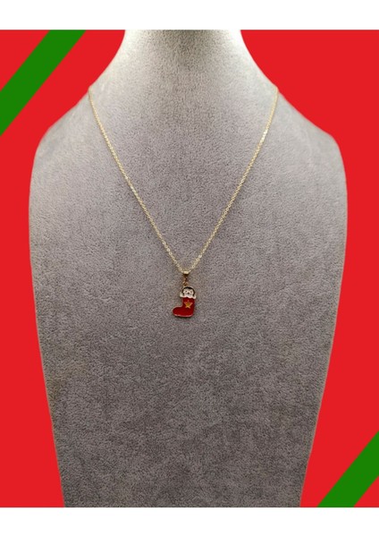 Altın Renk Yılbaşı Temalı Çorap Model Kolye