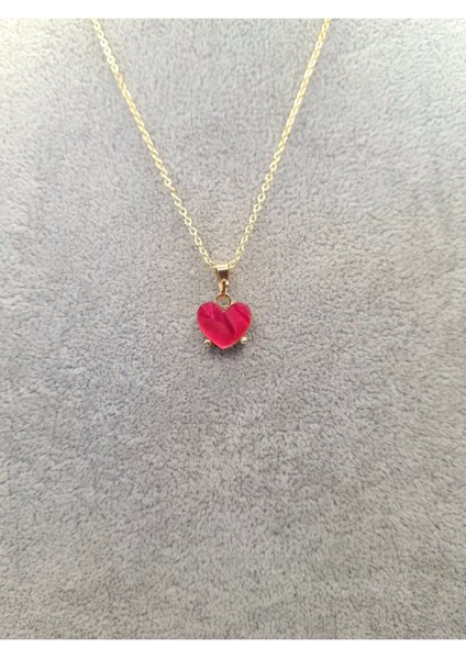 Altın Renk Sedefli Pembe Kalp Model Kolye fiyatları