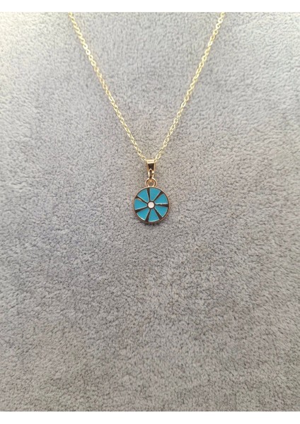 Altın Renk Mavi Lime Model Kolye fiyatları