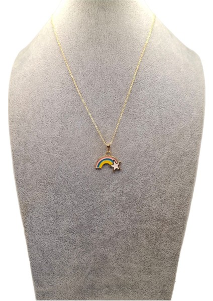 Altın Renk Yıldızlı Gökkuşağı Model Kolye