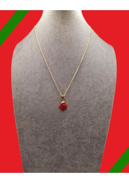 Altın Renk Yılbaşı Temalı Eldiven Model Kolye