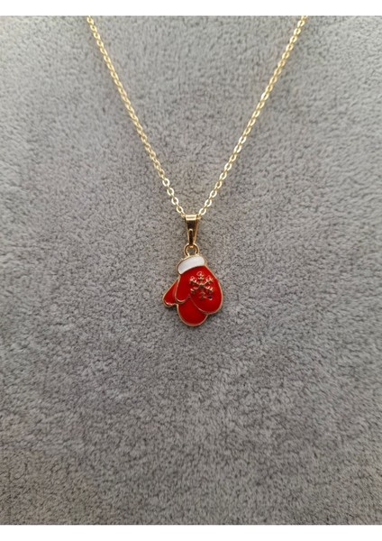 Altın Renk Yılbaşı Temalı Eldiven Model Kolye fiyatları