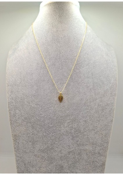 Altın Renk Tasarım Desenli Damla Model Kolye