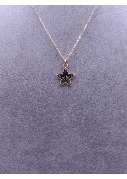 Altın Renk Yarı Siyah Yıldız Model Kolye fiyatları