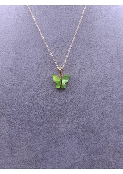 Altın Renk Yeşil Kelebek Model Kolye fiyatları