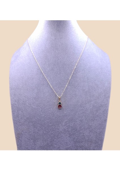 Altın Renk Kırmızı Meyve Model Kolye