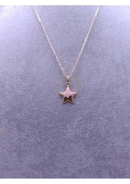 Altın Renk Yarı Pembe Yıldız Model Kolye fiyatları