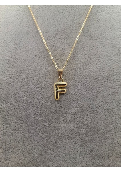 Altın Renk Çizgi Desenli F Harfi Balon Model Kolye fiyatları