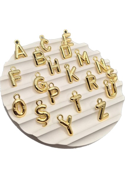 Altın Renk Çizgi Desenli F Harfi Balon Model Kolye fırsatları