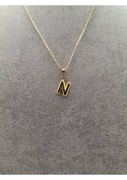 Altın Renk Çizgi Desenli N Harfi Balon Model Kolye fiyatları