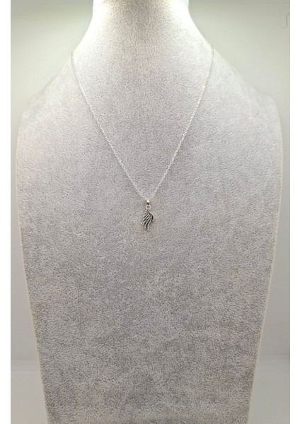 Gümüş Renk Tek Melek Kanadı Kolye