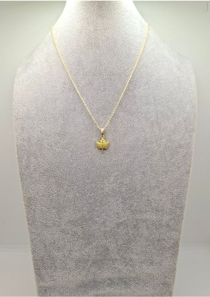 Altın Renk Asma Yaprağı Model Kolye