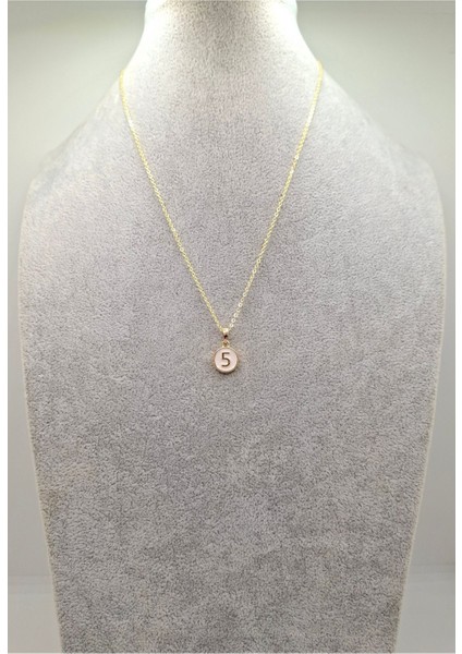 Altın Renk 5 Numara Sayı Kolye
