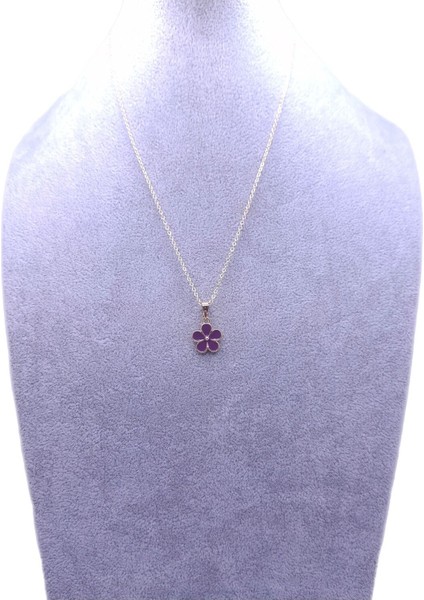 Mor Çiçek Model Kolye