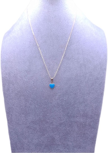 Mavi Tombul Kalp Model Kolye