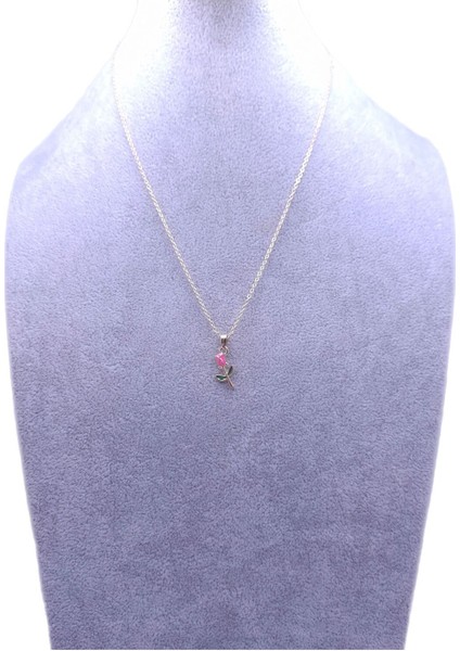 Pembe Gül Model Kolye