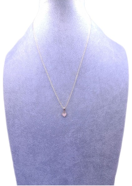 Minimalist Toz Pembe Kalp Model Kolye