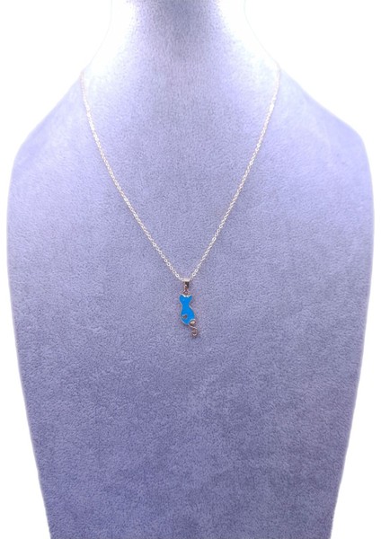 Mavi Kedi Model Kolye