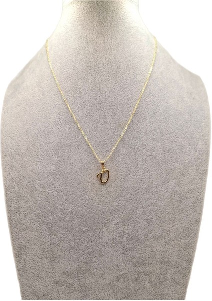 Altın Renk Ü Harfi Kolye