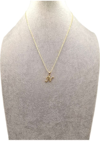 Altın Renk N Harfi Kolye