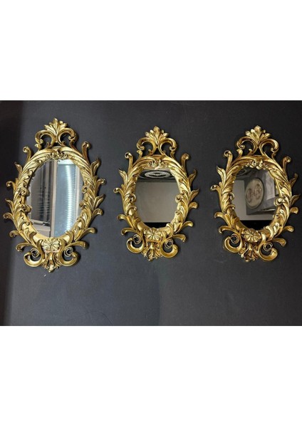 Tekno Trust Dekoratif Polyester Üçlü Antik Ayna Takımı Gold Eskitme