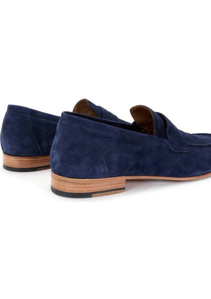 El Yapımı Lacivert Süet Deri Loafer fırsatları