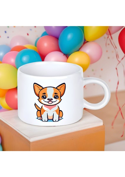 Köpek Figürlü Küçük Boy 150 ml Sevimli Porselen Kupa Bardak
