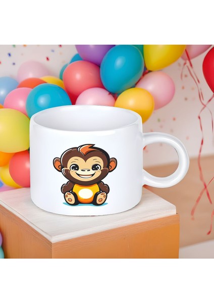 Goril Figürlü Küçük Boy 150 ml Sevimli Porselen Kupa Bardak