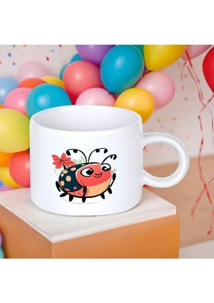 Uğur Böceği Figürlü Küçük Boy 150 ml Sevimli Porselen Kupa Bardak